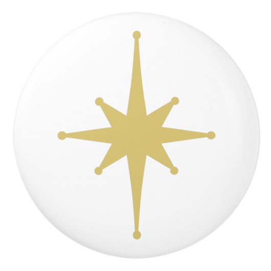 Atomalter Retro 50er Sternexplosion Single in Senf Keramikknauf (Vorderseite)