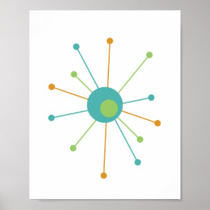 Atomar gestaltetes Poster im Mid-Century-Modern-St