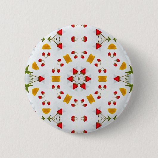Atomar Mitte Jahrhundert Blumen Vintage Button (Vorderseite)