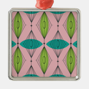 Atomar-Rosa-Ogee- und Sternenexplosions-Weihnachts Silbernes Ornament