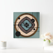 Atomära-abstrakte Kunst 'Coaster Quadratische Wanduhr (Zuhause)