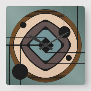 Atomära-abstrakte Kunst 'Coaster Quadratische Wanduhr