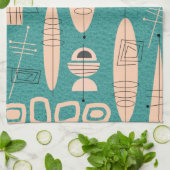 Atomära-inspirierte Fisch-Kunst aquamarin Geschirrtuch (Gefaltet)