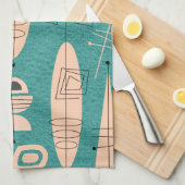 Atomära-inspirierte Fisch-Kunst aquamarin Geschirrtuch (Viertel Falte)