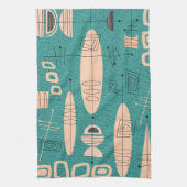 Atomära-inspirierte Fisch-Kunst aquamarin Geschirrtuch (Vertikal)