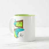 Atomära inspirierter Bumerang-Entwurf Zweifarbige Tasse (Vorderseite Links)