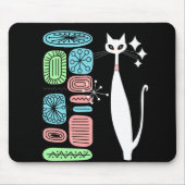 Atomära-Mitte- des Jahrhundertsmoderne weiße Katze Mousepad (Vorne)