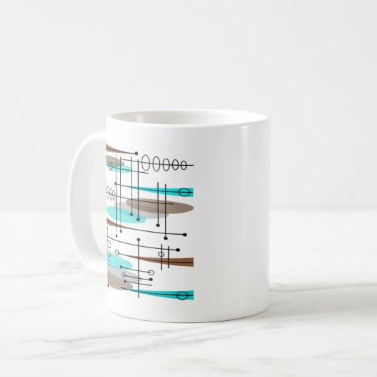 Atomära-Mitte- des Jahrhundertsmodernes abstraktes Kaffeetasse (Vorderseite Links)