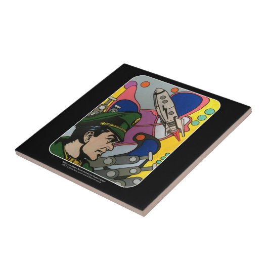 Atomarabstraktes die Rocket-Kapitänmalerei auf a Fliese (Seite)