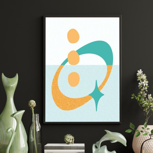 Atomare Abstrakte Aqua, Orange, Aquamarin Poster