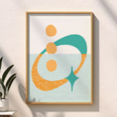 Atomare Abstrakte Aqua, Orange, Aquamarin Poster