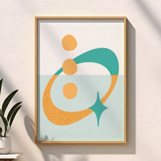 Atomare Abstrakte Aqua, Orange, Aquamarin Poster