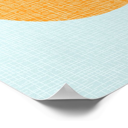 Atomare Abstrakte Aqua, Orange, Aquamarin Poster (Ecke)