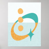 Atomare Abstrakte Aqua, Orange, Aquamarin Poster (Vorne)