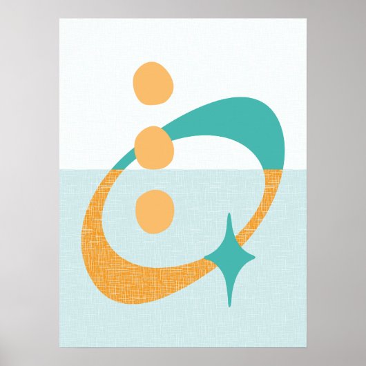 Atomare Abstrakte Aqua, Orange, Aquamarin Poster (Vorne)