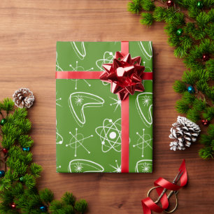 Atomare Formen MidCentury Modern Weihnachten MCM Geschenkpapier