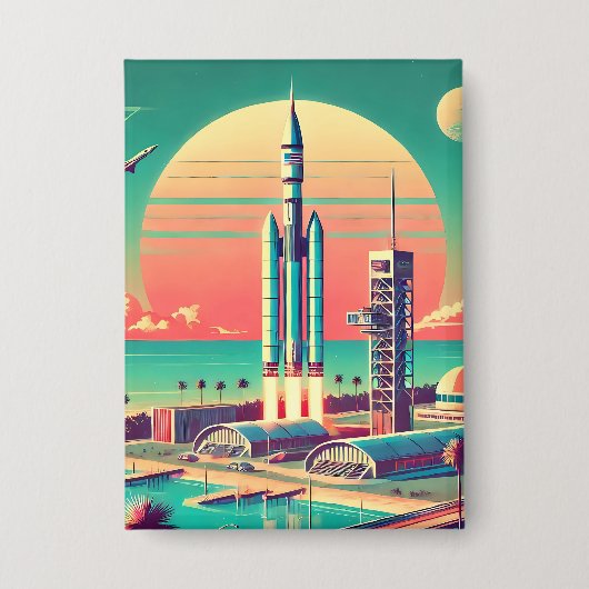 Atomare futuristische neue Startrampe in Florida Button (Vorderseite)