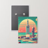 Atomare futuristische neue Startrampe in Florida Button (Vorderseite/Rückseite)