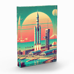 Atomare futuristische neue Startrampe in Florida Fotoblock