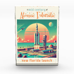Atomare futuristische neue Startrampe in Florida Fotoblock