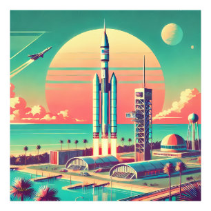 Atomare futuristische neue Startrampe in Florida Fotodruck
