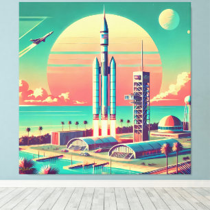 Atomare futuristische neue Startrampe in Florida Leinwanddruck