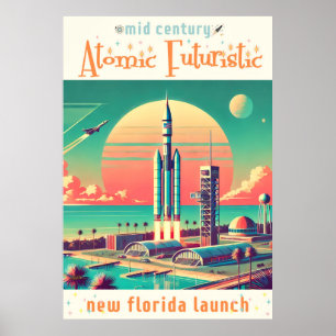 Atomare futuristische neue Startrampe in Florida Poster