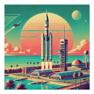 Atomare futuristische neue Startrampe in Florida Poster