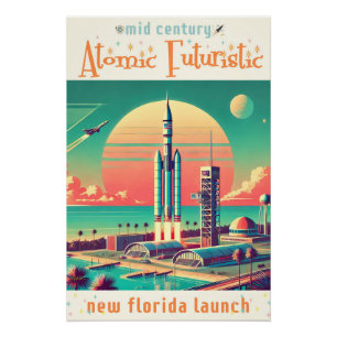 Atomare futuristische neue Startrampe in Florida Poster