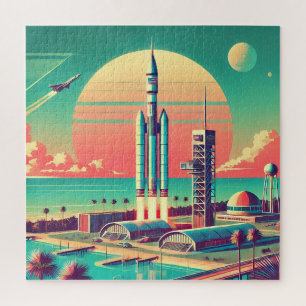 Atomare futuristische neue Startrampe in Florida Puzzle
