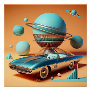 Atomare futuristische Sky View Cruiser Auto Poster