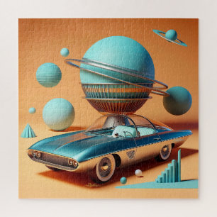 Atomare futuristische Sky View Cruiser Auto  Puzzle