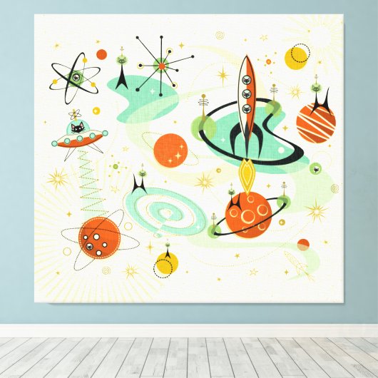 Atomare Katzen ©studioxtin Leinwanddruck (Insitu (Holzboden))