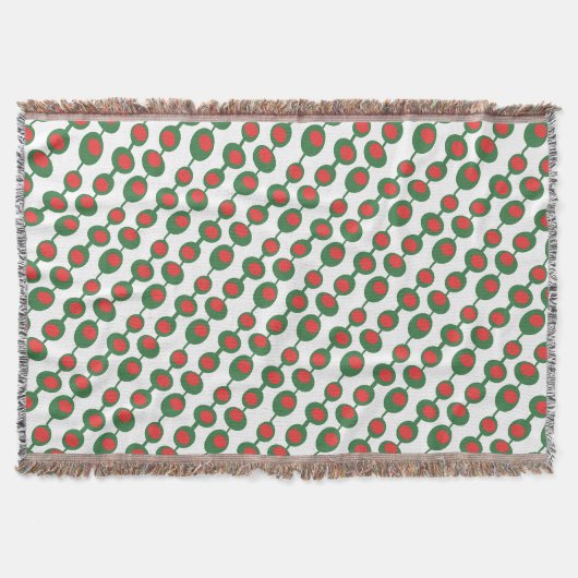Atomare Oliven Mid Century Muster Decke (Vorderseite)