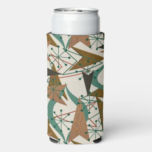 Atomare Pfeile Mitte Jahrhundert Moderne Stil Brau Selters Dosenkühler (Seltzer Rückseite)