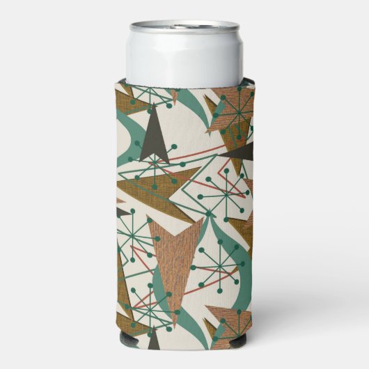 Atomare Pfeile Mitte Jahrhundert Moderne Stil Brau Selters Dosenkühler (Seltzer Vorderseite)