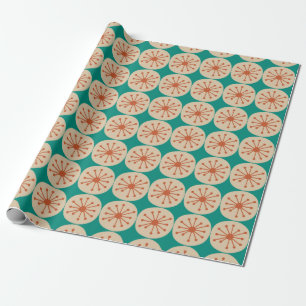 Atomare Punkte Mid Century Modern Orange Beige Tür Geschenkpapier