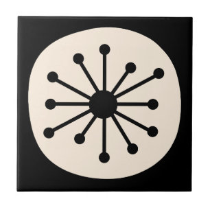 Atomare Punkte Mid-Century-Modern Retro Schwarz & Fliese