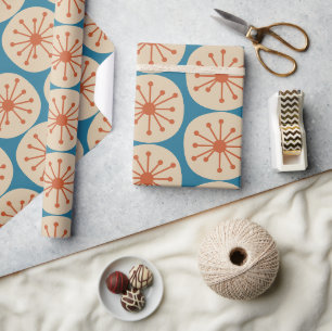 Atomare Punkte Retro-Muster im Stil der Mitte des Geschenkpapier