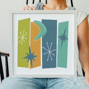 Atomare Rechtecke Boomerang Starburst Mitte des Ja Poster