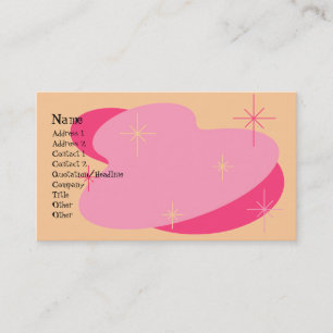 Atomare Retro Rosa und Pfirsich Visitenkarte