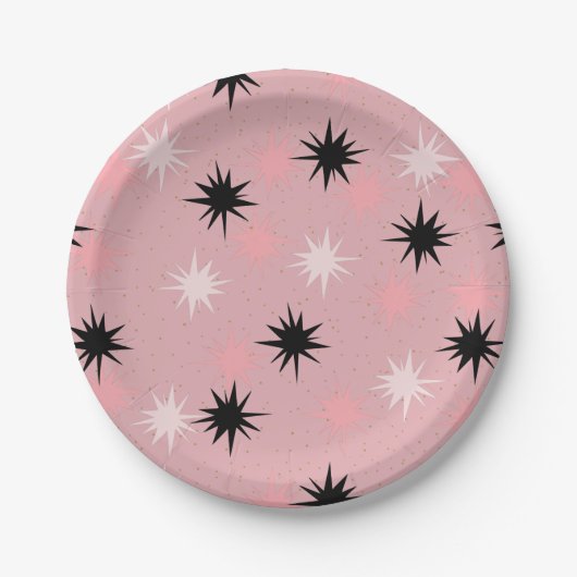 Atomare rosa Sternenexplosionen-Papierplatte Pappteller (Vorderseite)