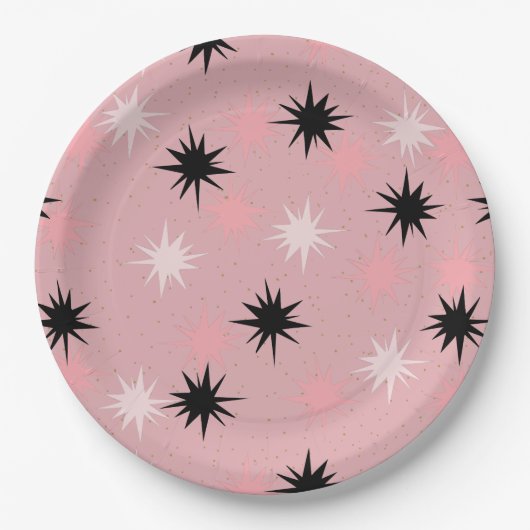 Atomare rosa Sternenexplosionen-Papierplatte Pappteller (Vorderseite)