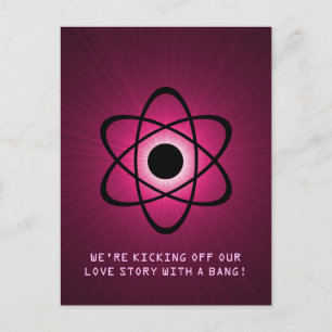 Atomare Save the Date Postkarte, Fuchsia Ankündigungspostkarte