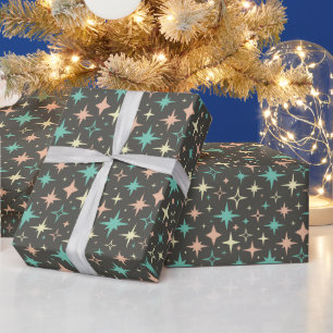 Atomare Sterne Pink Blau Gelb Braun Mitte des Jahr Geschenkpapier