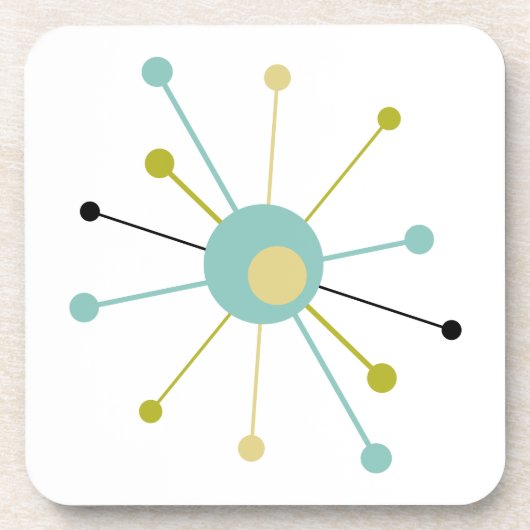 Atomare Sternexplosion Blau Gelb Grün Mitte Jahrhu Getränkeuntersetzer (Vorderseite)