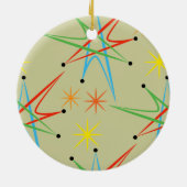 Atomare Sternexplosion Retro mehrfarbiges Muster Keramikornament (Hinten)