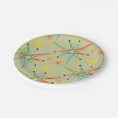 Atomare Sternexplosion Retro mehrfarbiges Muster Pappteller (Schrägansicht)