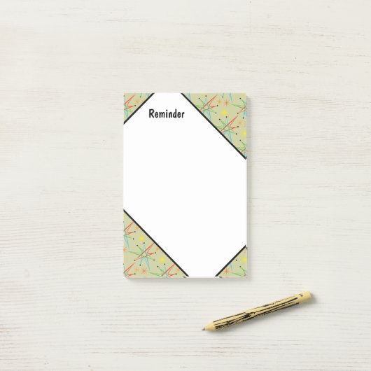 Atomare Sternexplosion Retro mehrfarbiges Muster Post-it Klebezettel (Auf Schreibtisch)