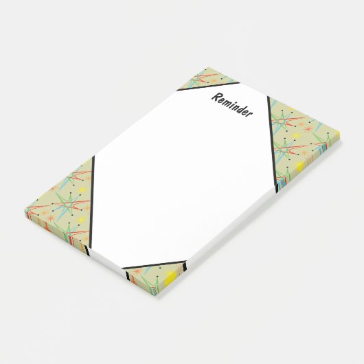 Atomare Sternexplosion Retro mehrfarbiges Muster Post-it Klebezettel (angewinkelt)